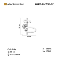 LUCEA 80423-05-W02-FG LAVELLA 2 LI LEDLI APLIK 25W 3000K