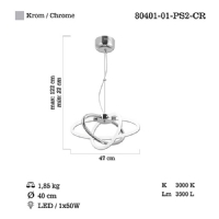 LUCEA 80401-01-PS2-CR RAVEN K.BOY LEDLI 2 LI KROM AVIZE 50W 3000K