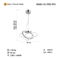 LUCEA 80401-01-PS2-FG RAVEN K.BOY LEDLI 2 LI ALTIN AVIZE 50W 3000K