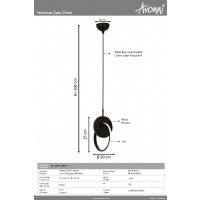 AVONN AV-1874-1BSY  Siyah Boyal Modern Avize LED Metal Ahap Pleksi 20cm