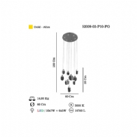 LUCEA 52009-03-P10-FG OTINA 10 LU LEDLI SARKIT 10*5W+6*3W