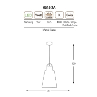 6515-2A,19 Tekli Sarkt Avize Siyah