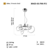 LUCEA 80423-02-P06-FG LAVELLA 6 LI YUV. LEDLI AVIZE 75W 3000K