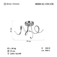 LUCEA 80382-01-C03-CR NATAL 3 LU KROM LEDLI PLAFONYER 3000K 42W