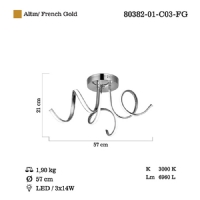 LUCEA 80382-01-C03-FG NATAL 3 LU ALTIN LEDLI PLAFONYER 3000K 42W