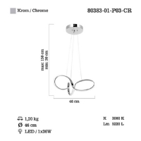 LUCEA 80383-01-P03-CR CARPINE 3 L LEDL AVZE 69W 3000K