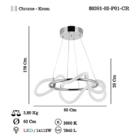 LUCEA 80391-02-P01-CR PARADAS 60 LIK LEDLI KROM YUV.AVIZE 112W 3000K