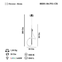 LUCEA 80391-04-P01-CR PARADAS TEKLI LEDLI KROM SARKIT 32W 3000K