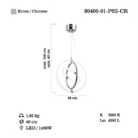 LUCEA  80400-01-PS2-CR ALMONTE K.BOY LEDLI 2 LI KROM AVIZE 60W 3000K