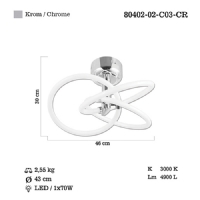 LUCEA 80402-02-C03-CR SEDNA 3 LU LEDLI KROM PLAFONYER 70W 3000K