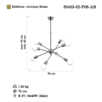 LUCEA 80403-02-P08-AB FANA 8 LI ESKITME AVIZE E27X8