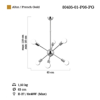 LUCEA 80405-01-P06-FG TARON 6 LI ALTIN AVIZE E27X6