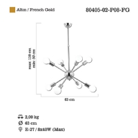 LUCEA 80405-02-P08-FG TARON 8 LI ALTIN AVIZE E27X8