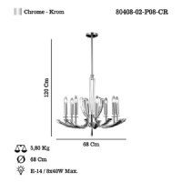 LUCEA 80408-02-P08-CR MONTESSO 8 LI KROM AVIZE 8XE14