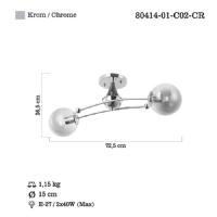 LUCEA 80414-01-C02-CR NEFES 2 LI KROM PLAFONYER 2XE27