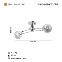 LUCEA 80414-01-C02-FG NEFES 2 LI ALTIN PLAFONYER 2XE27