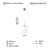 LUCEA 80419-01-PS1-CO MOLVENO K.BOY TEKLI LEDLI ESKITME SARKIT 12W 3000K