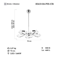 LUCEA 80419-04-P05-CR MOLVENO 5 LI LEDLI KROM AVIZE 64W 3000K