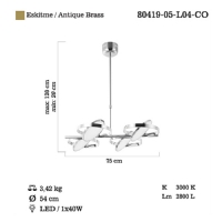 LUCEA 80419-05-L04-CO MOLVENO 4 LU M.USTU LEDLI ESKITME AVIZE40W 3000K 	