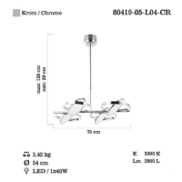 LUCEA 80419-05-L04-CR MOLVENO 4 LU M.USTU LEDLI KROM AVIZE 40W 3000K