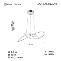 LUCEA 80422-02-PB1-CR NEROLA 65 LIK LEDLI KROM AVIZE 75W 3000K