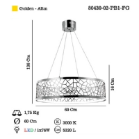 LUCEA 80430-02-PB1-FG DOSSE 60 LIK LEDLI ALTIN AVIZE 76W 3000K