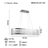 LUCEA 80430-03-L01-CR DOSSE 90X30 LUK LEDLI KROM M.USTU AVIZE 86W 3000K