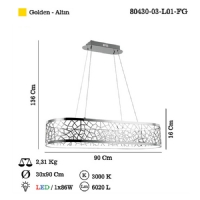 LUCEA 80430-03-L01-FG DOSSE 90X30 LUK LEDLI ALTIN M.USTU AVIZE 86W 3000K