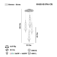 LUCEA 80432-02-P04-CR CERVIA 4 LU LEDLI SARKIT 95W 3000K