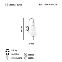 LUCEA 80432-05-W01-CR CERVIA TEKLI LEDLI APLIK 20W 3000K