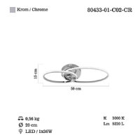 LUCEA 80433-01-C02-CR ESTEA LEDLI KROM PLAFONYER 36W 3000K