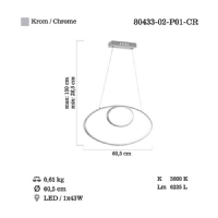 LUCEA 80433-02-P01-CR ESTEA LEDLI KROM SARKIT 43W 3000K