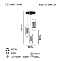 LUCEA 80453-03-P03-CR BERCETO LEDLI 3 LU SARKIT 57W 3000K