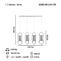 LUCEA 80453-06-L04-CR BERCETO LEDLI 4 LU MASAUSTU SARKIT 73W 3000K