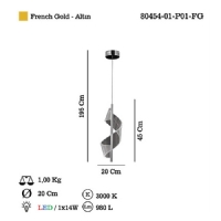 LUCEA 80454-01-P01-FG MIRANDOLA LEDLI TEKLI SARKIT 14W 3000K