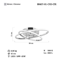 LUCEA 80457-01-C02-CR ROVIGO 2 LI KROM LEDLI PLAFONYER 42W 3000K