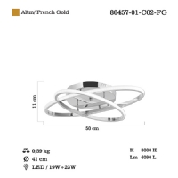 LUCEA 80457-01-C02-FG ROVIGO 2 LI ALTIN LEDLI PLAFONYER 42W 3000K