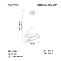 LUCEA 80460-01-P01-WT BENESSE BEYAZ LEDLI SARKIT 50W 3000K