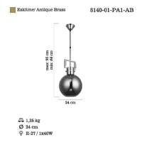 LUCEA 8140-01-PA1-AB LAGOS TEKL YUVARLAK SARKIT E27X1