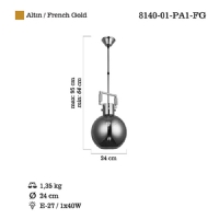 LUCEA 8140-01-PA1-FG LAGOS TEKL YUVARLAK SARKIT E27X1