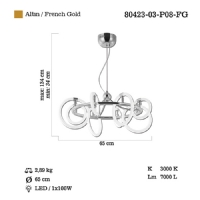 LUCEA 80423-03-P08-FG LAVELLA 8 LI YUV. LEDLI AVIZE 100W 3000K