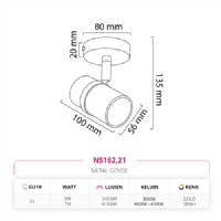 Nevo Sva st Led Spot Gold Siyah NS162