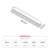 Nevo 48V Frame Led Magnet Linear Armatr Siyah NMA220-3