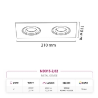 Nevo Sva Alt kili Led Spot Siyah ND315-2