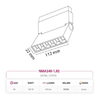 Nevo 48V Frame Led Akordiyon Magnet Armatr Siyah NMA240-1