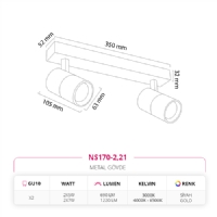 Nevo Sva st kili Led Spot Siyah Gold NS170-2