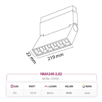 Nevo 48V Frame Led Akordiyon Magnet Armatr Siyah NMA240-2