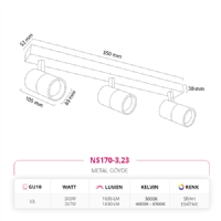 Nevo Sva st l Led Spot Siyah Eskitme NS170-3