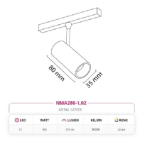 Nevo 48V Magnet Ray Spot Siyah NMA280-1