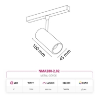 Nevo 48V Magnet Ray Spot Siyah NMA280-2